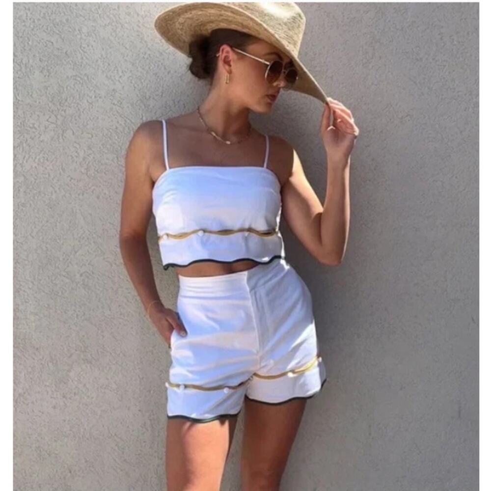 Antonio Melani x The Nat Note Zoe Silvie Scalloped Shorts Top Euro Summer Set 10